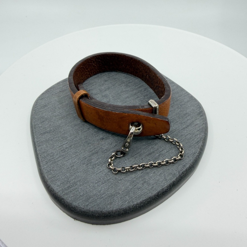 Brown Leather Grunge Charm Bracelet Gothic Chunky Festival Y2K Boho Jewelry - Picture 4 of 13